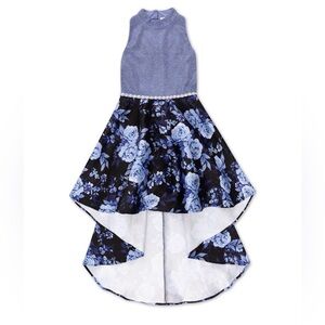 Speechless Glittery Blue and Floral Dress